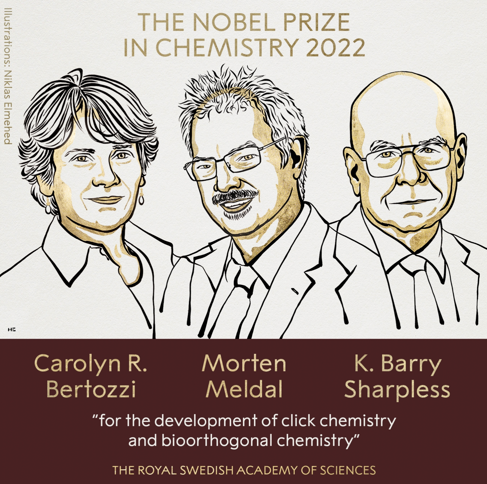 2022 रसायन नोबेल पुरस्कार : केरोलिन आर. बर्टोज़ी, मोर्टन मेल्डल तथा के. बैरी शार्प्लेस